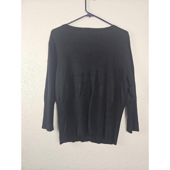 I.N. Studio XL Black White Button Down Long Sleeve Cardigan Sweater - Picture 3 of 6